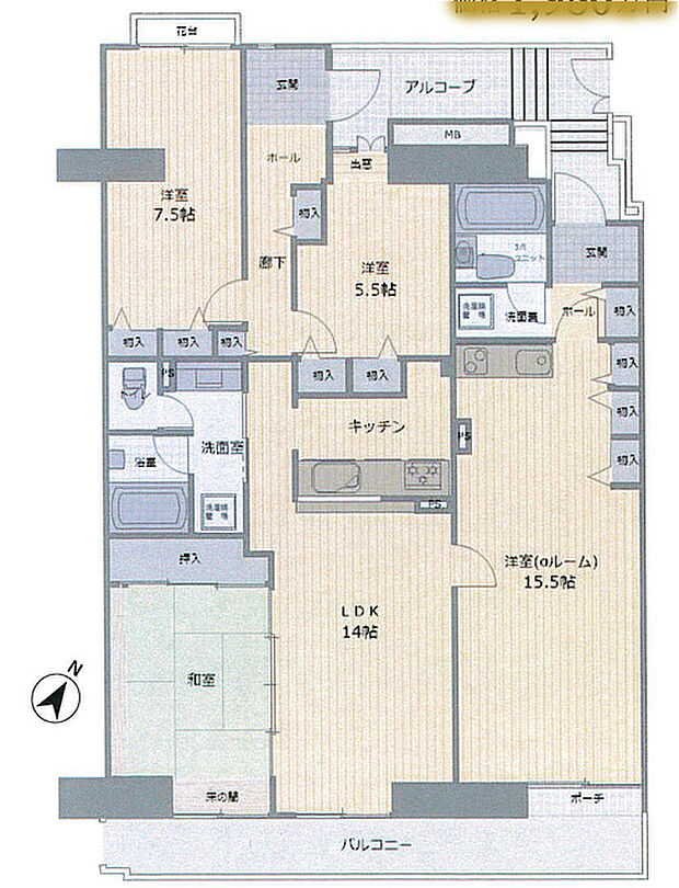 玄関も2箇所　2世帯住宅にも対応可能なマンションです。専有面積もゆとりの123平米