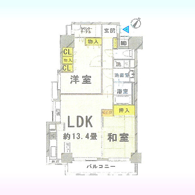 ライオンズガーデン大宮東(2LDK) 4階の間取り図