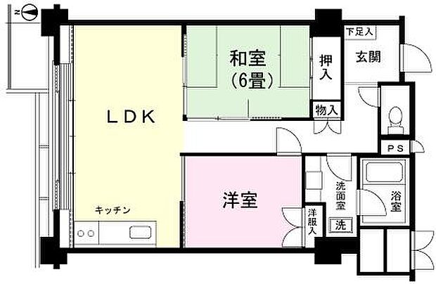 フジタ第7箱根山マンション(2LDK) 4階の間取り図