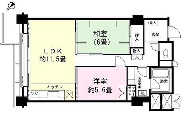 フジタ第6箱根山マンション(2LDK) 7階の間取り図