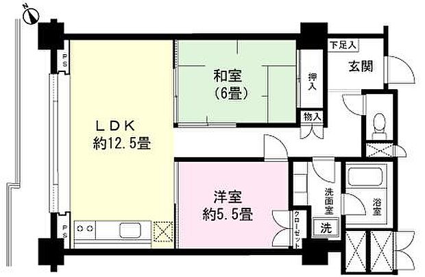 フジタ第8箱根山マンション(2LDK) 2階の間取り図