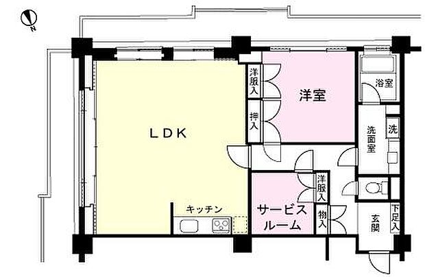 フジタ第8箱根山マンション(1SLDK) 7階の間取り図