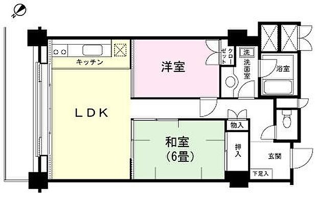 フジタ第6箱根山マンション(2LDK) 1階の間取り図