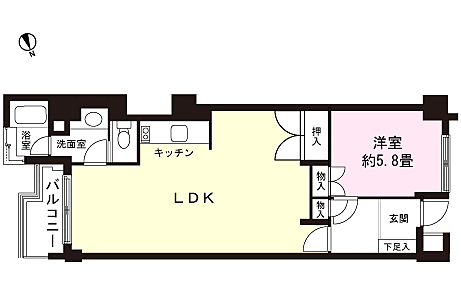 朝日フレール熱海聖ヶ丘(1LDK) 5階の間取り図