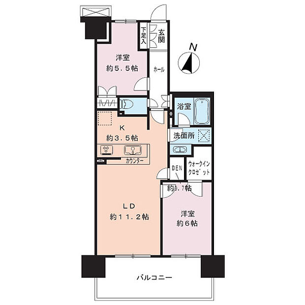 クレヴィア辰巳(2LDK) 6階の内観