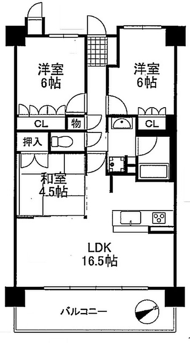 ヴェリテ河内長野(3LDK) 10階の間取り図