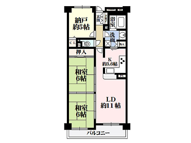 【間取図】リビングと隣接した和室は、続き間や、LDKとの一体利用も可能！洗面室はキッチン・廊下からアクセス可能な回遊動線◎