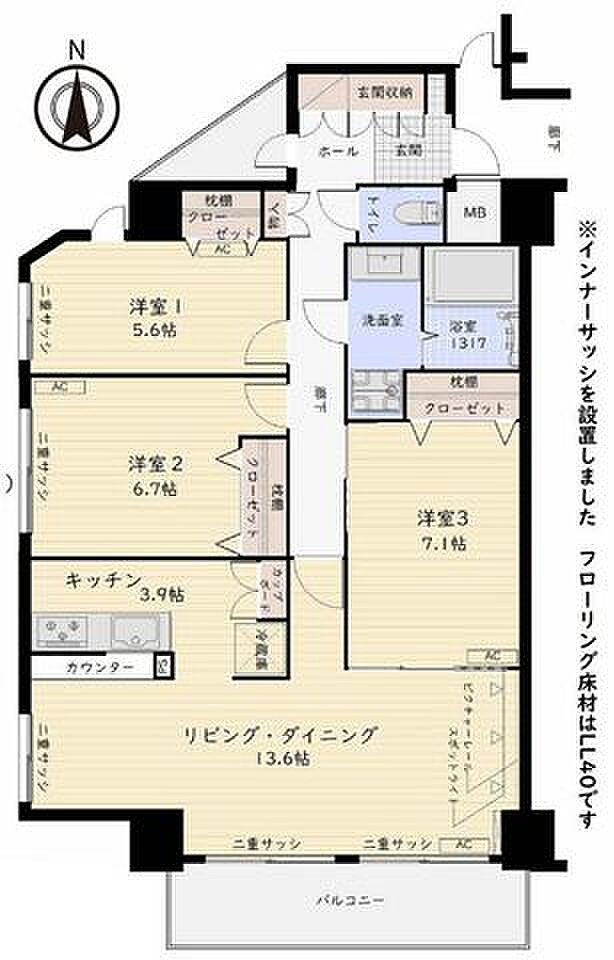 ベイテラス北品川(3LDK) 7階の間取り図