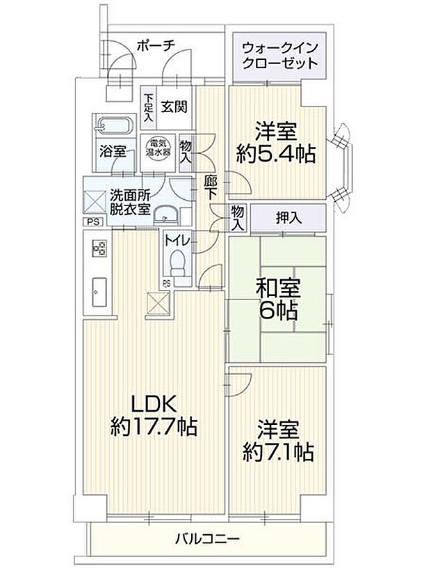 エクステ東松戸(3LDK) 6階の間取り図
