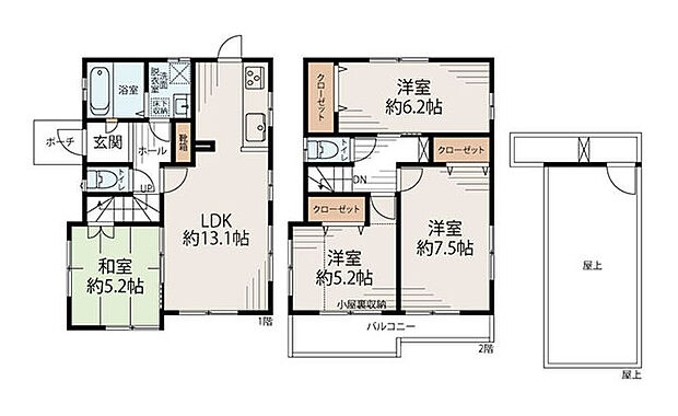 全居室二面採光4ＬＤＫ＋小屋裏収納！