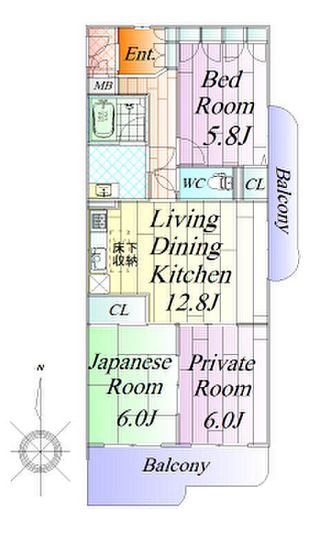 広瀬の杜九番館(3LDK) 1階の間取り図