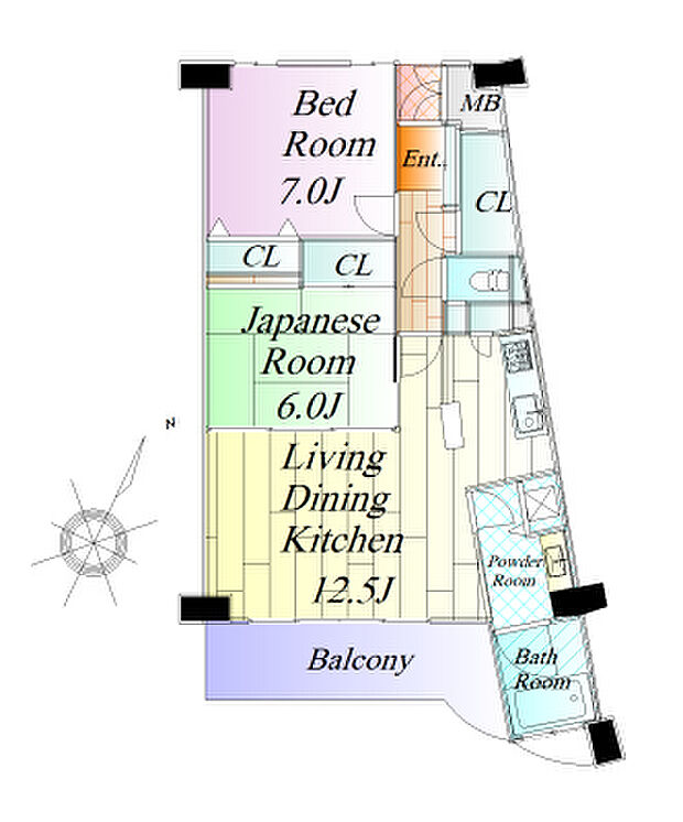 ロイヤルヴァンベール宮城蔵王(2LDK) 5階の間取り図