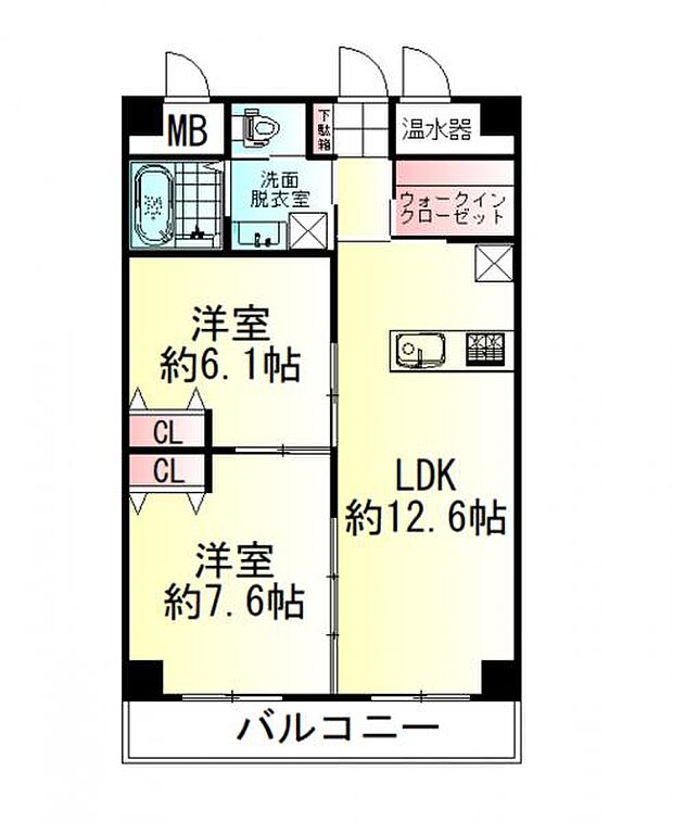 シャンボール荒町(2LDK) 2階の間取り図