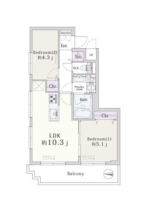 2LDK、専有面積47.86平米、10階最上階・角部屋｜弊社設計士により内装・設備などをリノベーションいたしました。（2024年2月中旬完成）