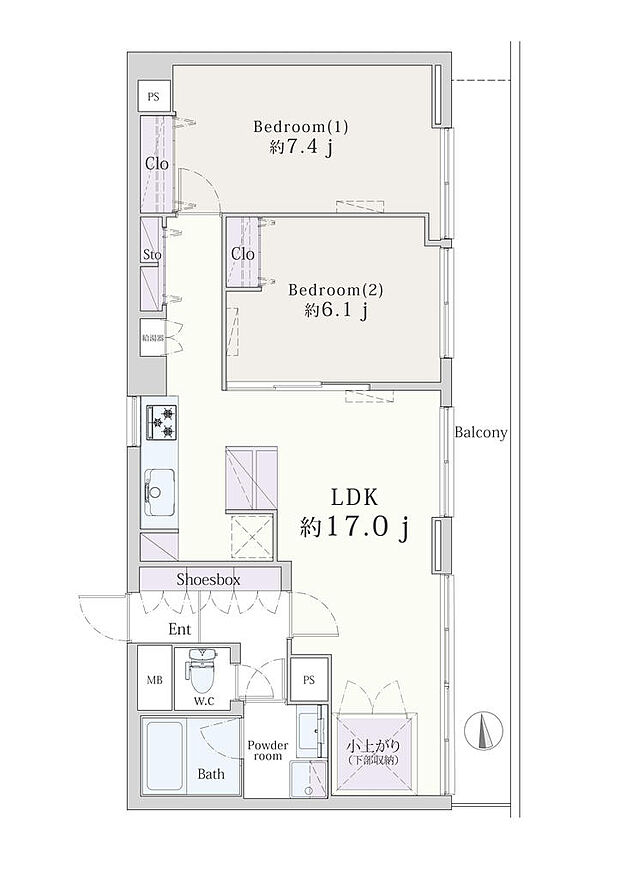 第23宮庭マンション(2LDK) 10階/10-Bの内観