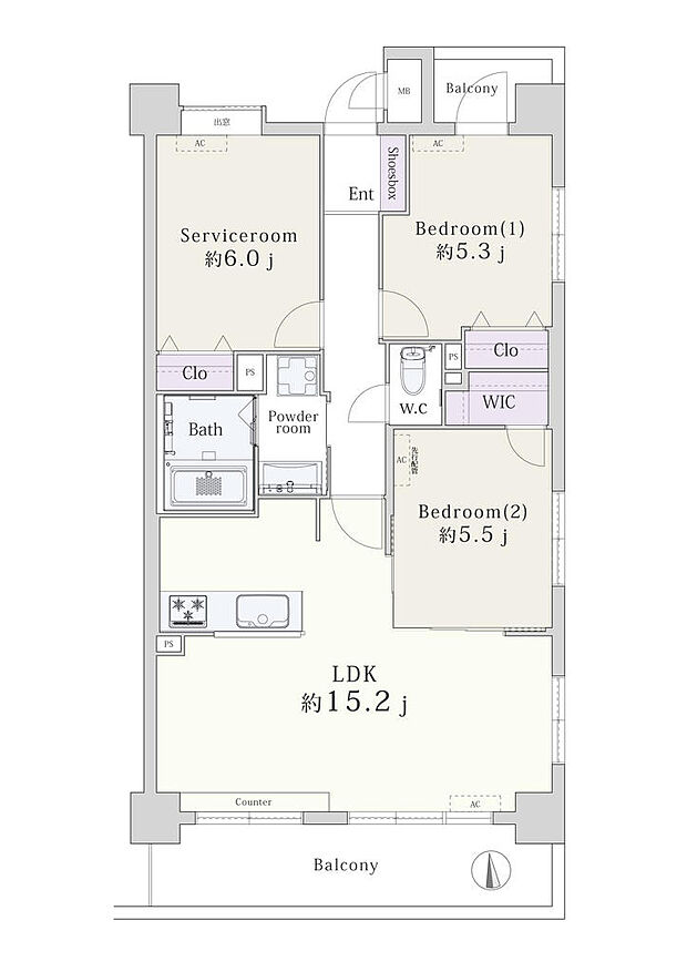 ランドステージ西高島平(2SLDK) 3階/305の間取り図