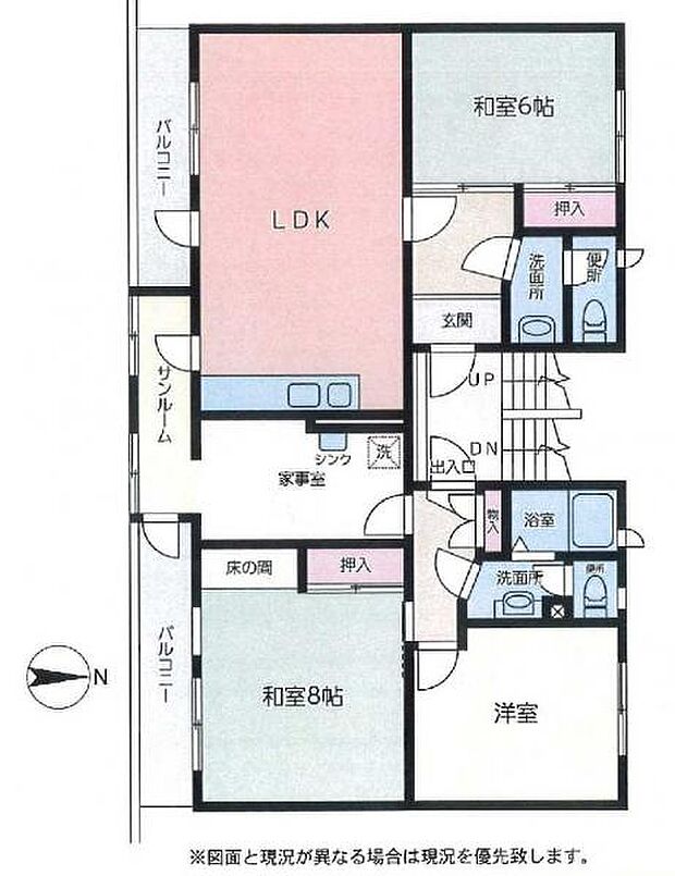 南山第一住宅(3LDK) 3階の間取り図