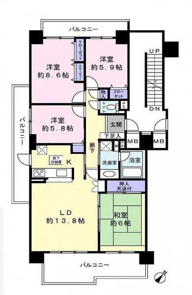 コープシティ桜台　5号棟(4LDK) 1階の間取り図