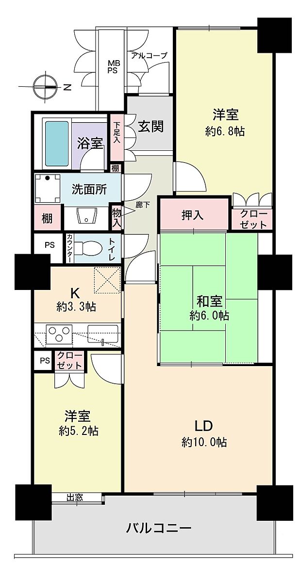 エルザタワー32(3LDK) 3階の間取り図