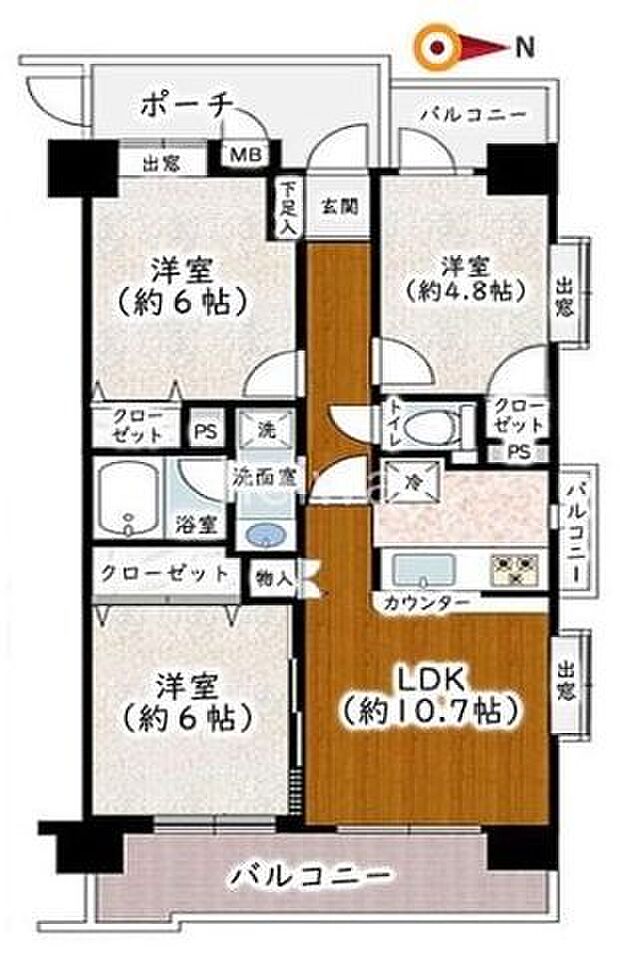 ライオンズプラザ西川口第2(3LDK) 2階の間取り図