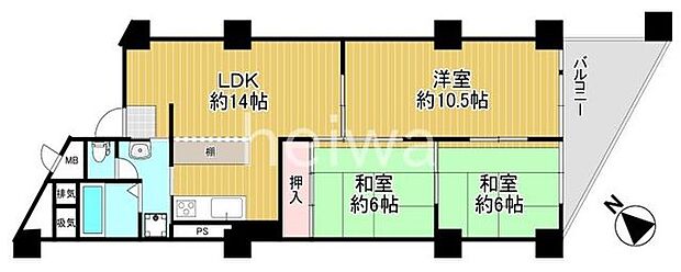 西川口ファミリーマンション(3LDK) 3階の間取り図