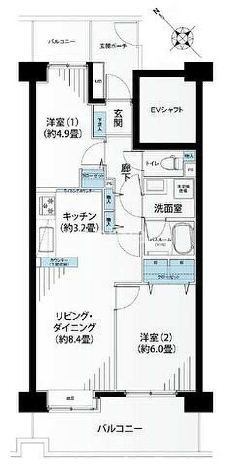 コスモ志木(2LDK) 7階の間取り図