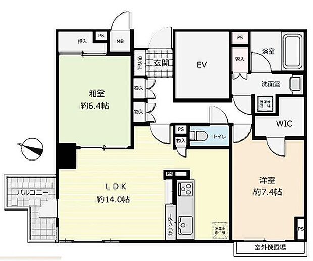 公園通り弐番館(2LDK) 6階の間取り図