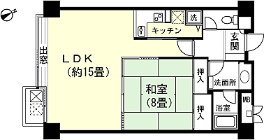 リセス山中湖(1LDK) 3階の間取り図