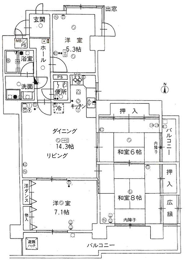 中古マンション　ユニーブルマンション八田(4LDK) 4階の内観