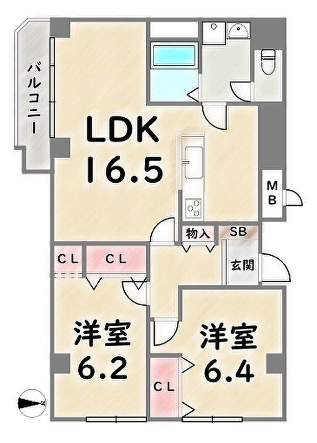 常盤ハイツ(2LDK) 3階の間取り図
