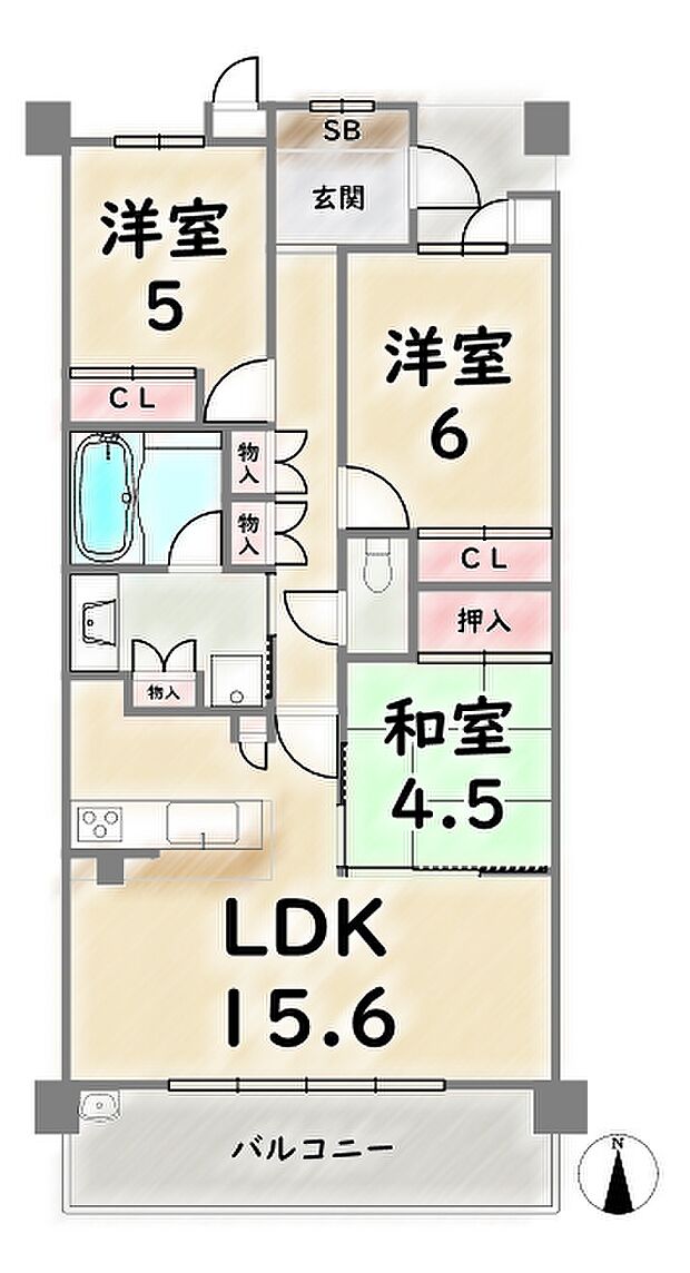 はなみずきコート嵐山松尾II番館(3LDK) 4階の内観