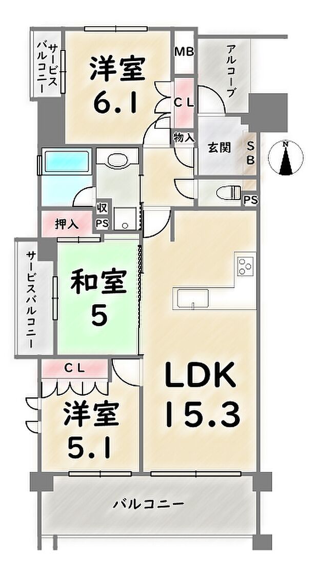 プラネスーペリア京都西院(3LDK) 3階の間取り図