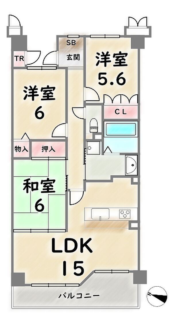 サーパス桂第2(3LDK) 2階の内観