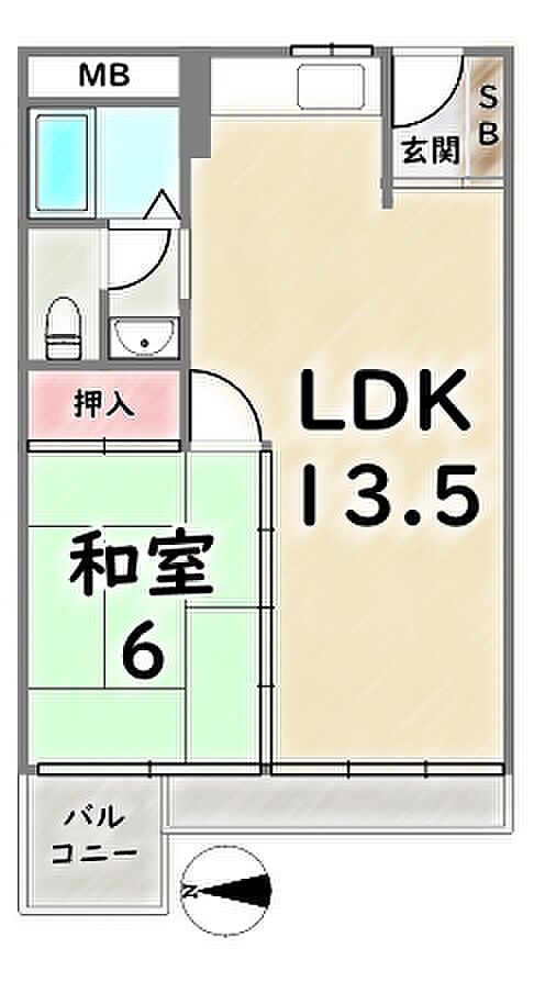 友禅ハイツ(1LDK) 8階の間取り図