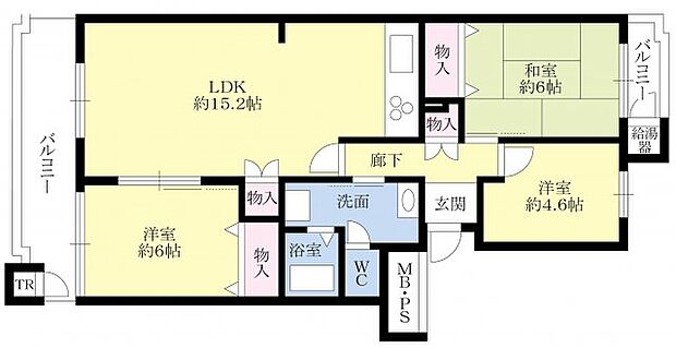 今津浜パークタウン18号棟(3LDK) 4階の間取り図