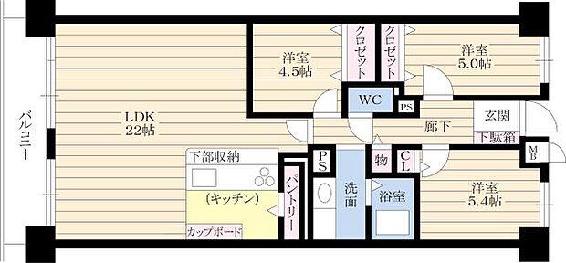 ファミール北大阪パークサイド(3LDK) 13階の間取り図
