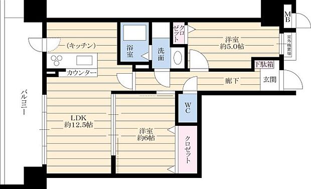 ソシエ北大阪(2LDK) 3階の間取り図