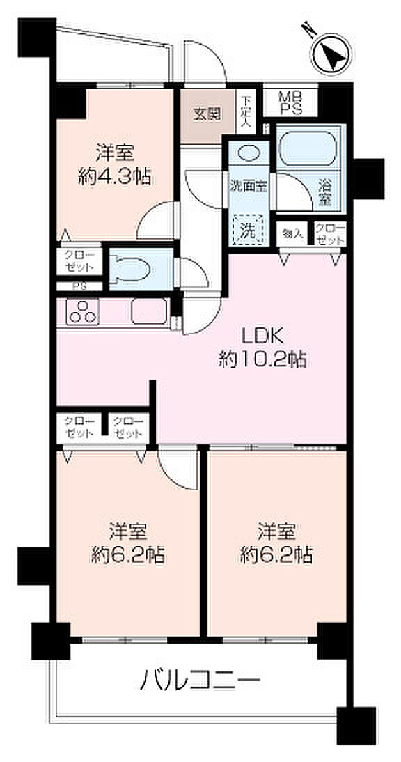 ホーユウパレス戸塚(3LDK) 8階の間取り図