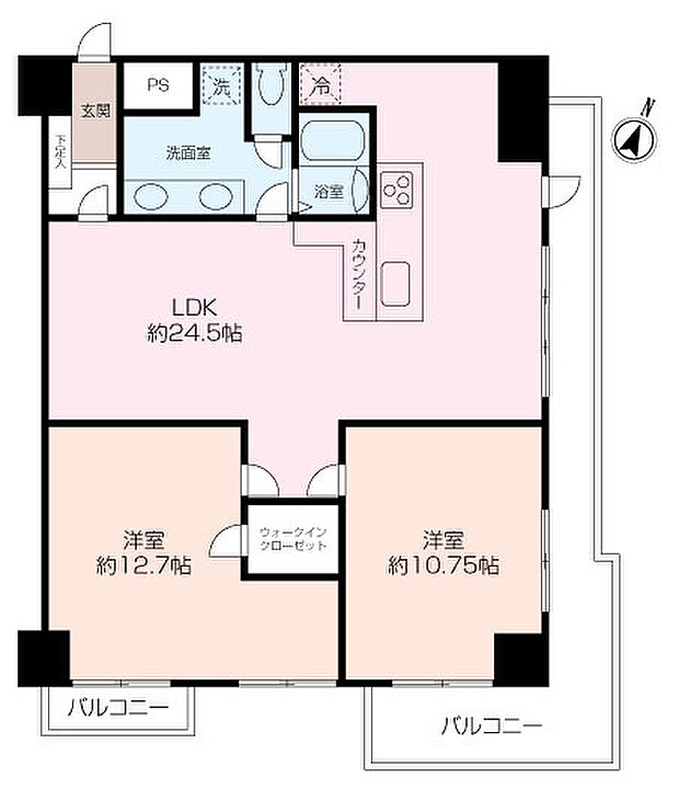 フドウ横須賀三笠ハイツ(2LDK) 4階の内観