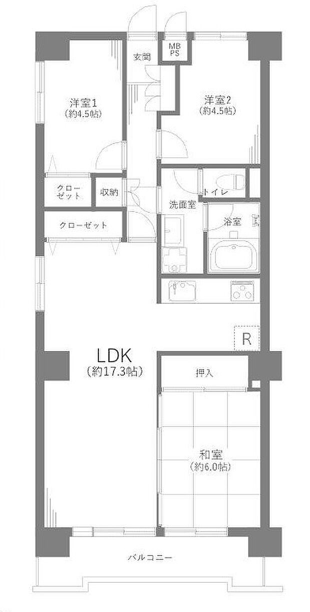 金沢八景グリーンハイツＡ棟(3LDK) 5階の間取り図
