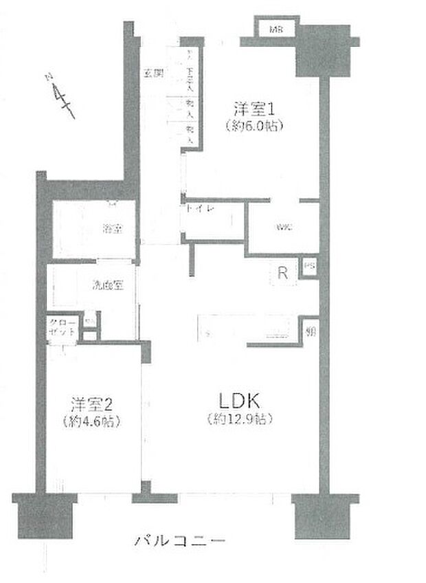 パークプレゾン上福岡(2LDK) 10階の間取り図