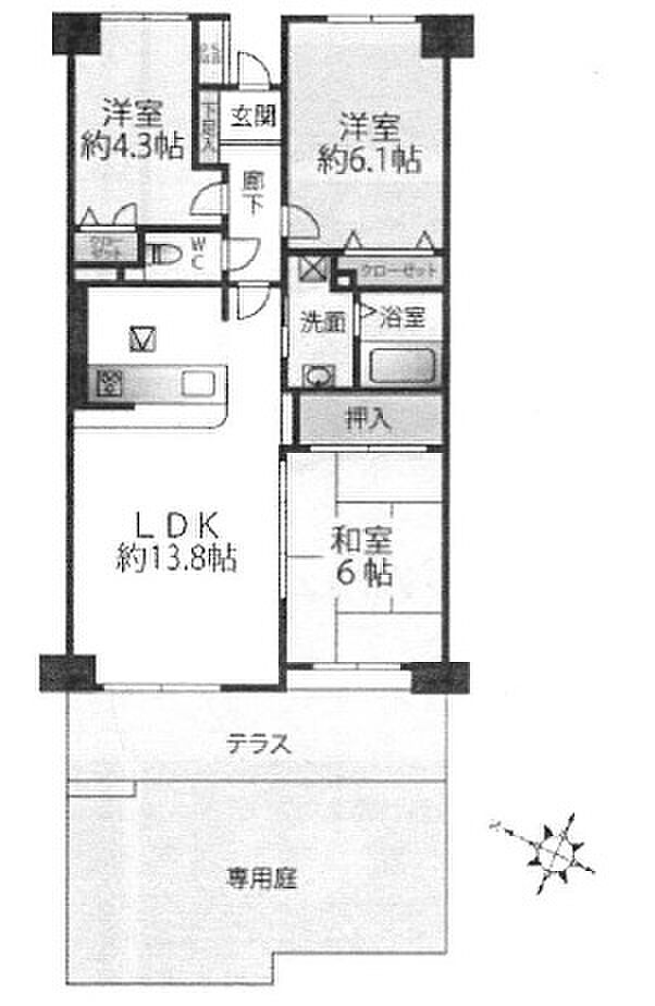 ネオマイム北浦和(3LDK) 1階の間取り図