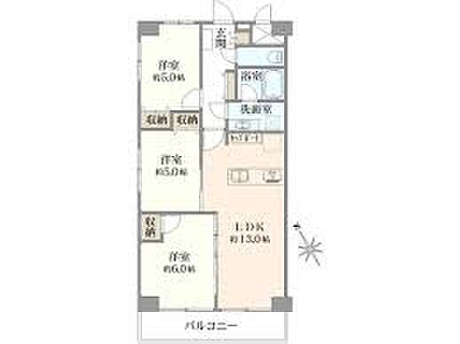 日商岩井南浦和マンション(3LDK) 8階の間取り図