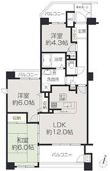 ネオステージ大宮(3LDK) 5階の間取り図