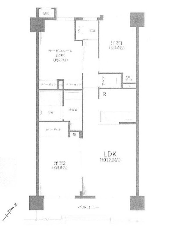 川口第二サニーコート(2SLDK) 1階の間取り図