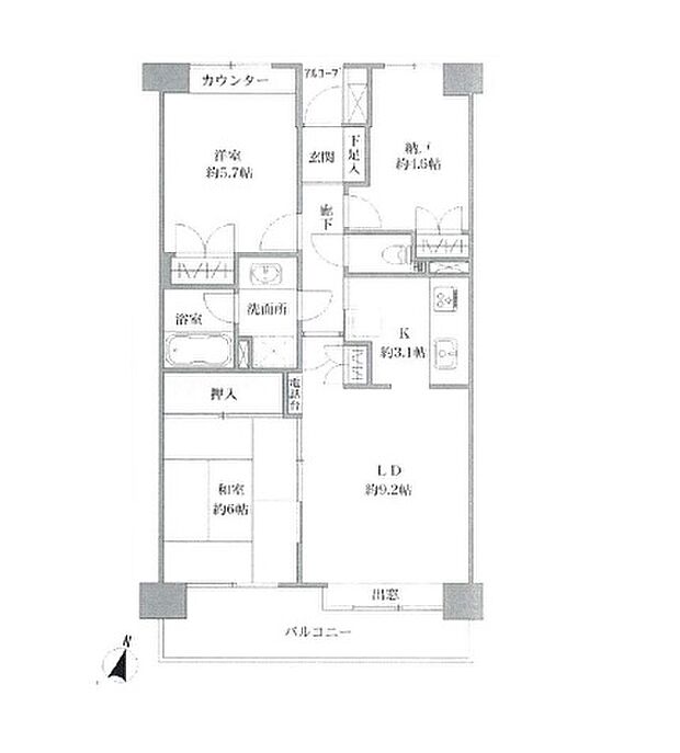 東川口パークホームズ(2SLDK) 4階の間取り図