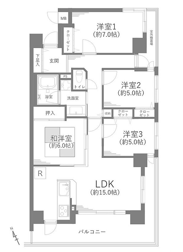ロータリーパレス東松山箭弓町(4LDK) 2階の間取り図