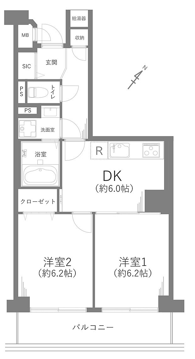 DIKマンション和光(2DK) 4階の間取り図