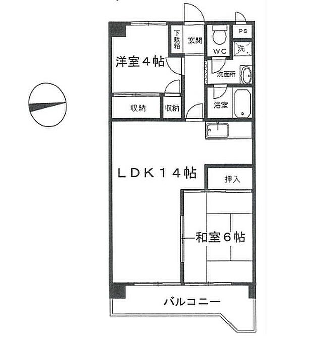 クレール東所沢(2LDK) 3階の間取り図