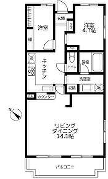 エクレール久喜宮代(2LDK) 3階の間取り図